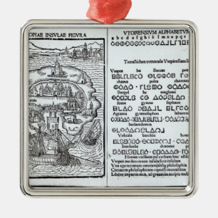 Karte der Insel von Utopie und von seinem Alphabet Silbernes Ornament