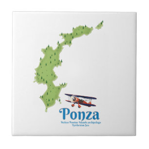 Karte der italienischen Insel Ponza. Fliese