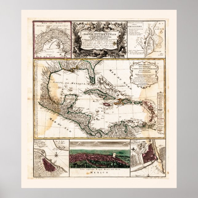 Karte der Karibik (1781) Poster (Vorne)