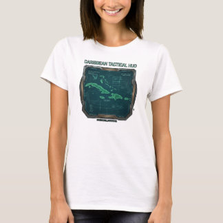 Karte der Karibikinseln Sci-Fi HUD Tech Grid T-Shirt
