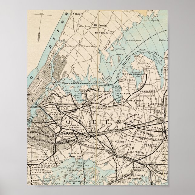 Karte der Könige, Königinnen, Long Island Poster (Vorne)