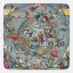 Karte der Konstellationen vom Nord Quadratischer Aufkleber