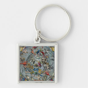 Karte der Konstellationen vom Nord Schlüsselanhänger