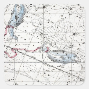 Karte der Konstellations-Platte XXII Quadratischer Aufkleber