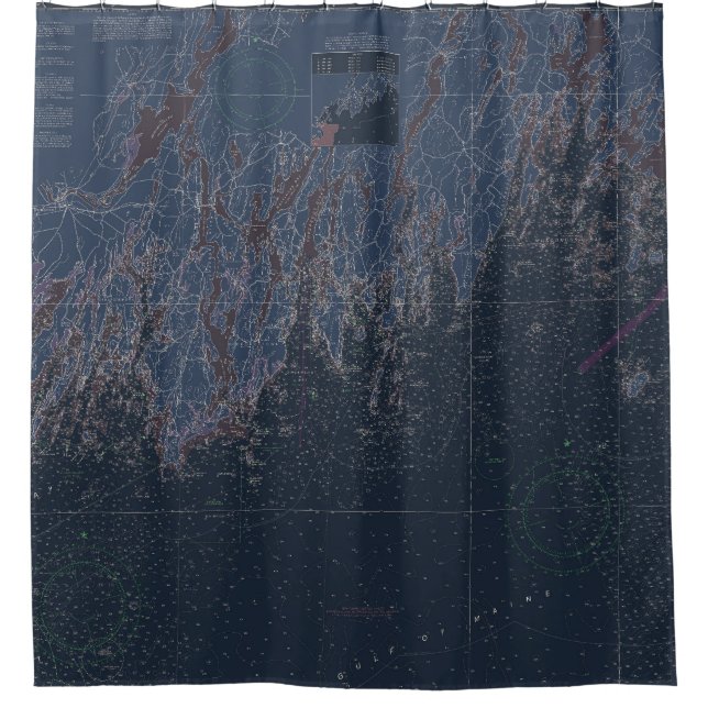 Karte der Küste Maine Duschvorhang (Vorderseite)