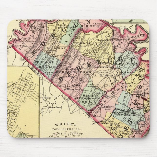 Karte der Landkreis Morgan, Berkeley und Jefferson Mousepad (Vorne)