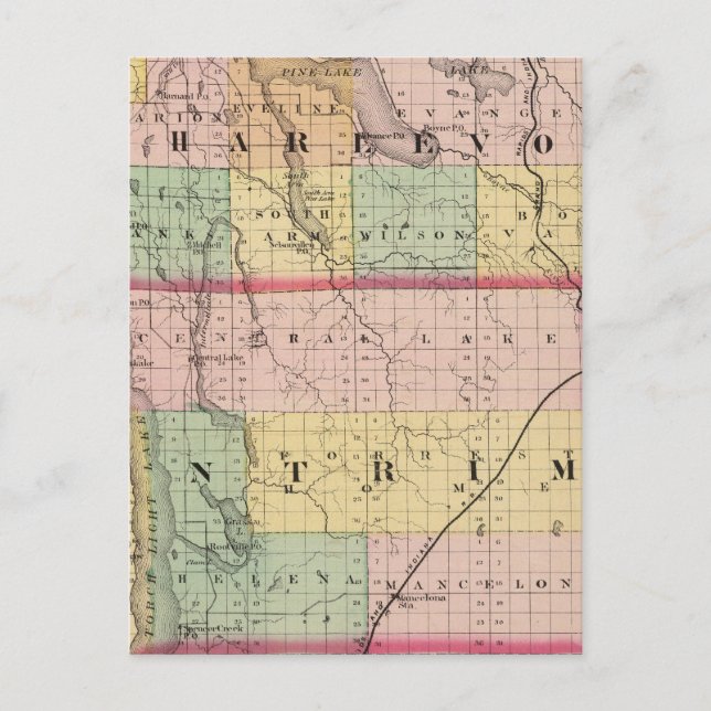 Karte der Landkreise Charlevoix und Antrim, Michig (Vorderseite)