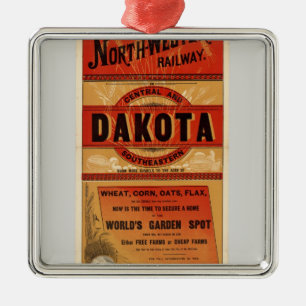 Karte der Linien Chicago und Northwestern Railway Silbernes Ornament