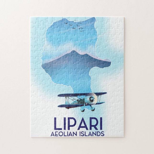 Karte der Lipari-Äolischen Inseln Puzzle (Vertikal)