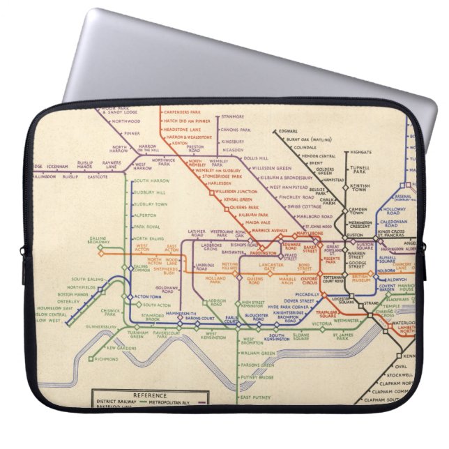 Karte der Londoner Untergrund Railways Laptopschutzhülle (Vorderseite)