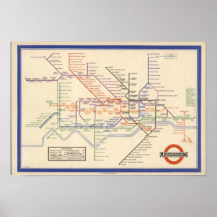 Karte der Londoner Untergrund Railways Poster
