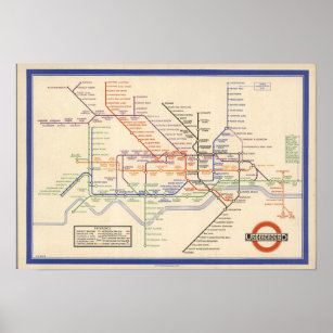 Karte der Londoner Untergrund Railways Poster