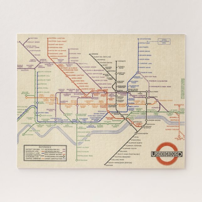Karte der Londoner Untergrund Railways Puzzle (Horizontal)