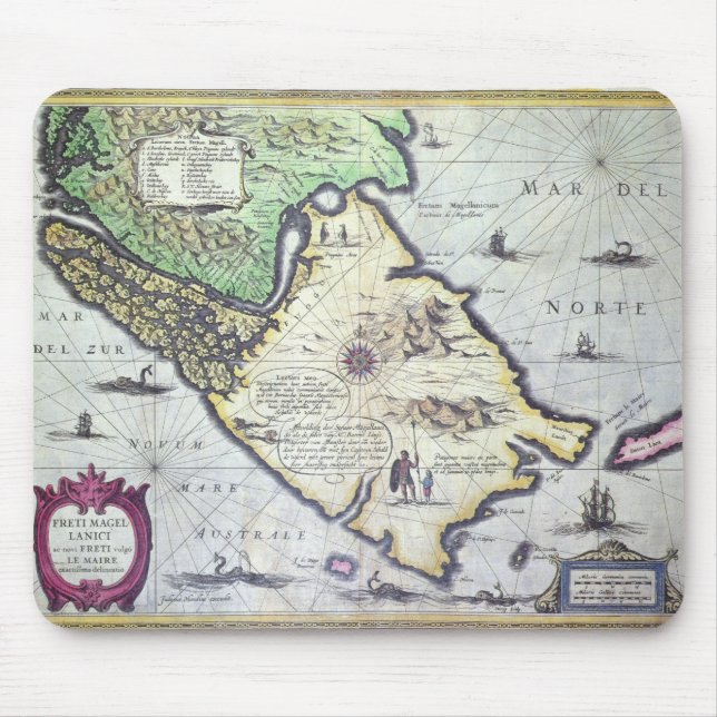 Karte der Magellan Straßen, Patagonia Mousepad (Vorne)