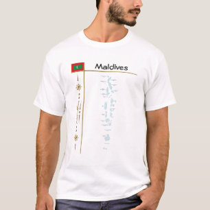 Karte der Malediven + Flagge + T - Shirt des Titel