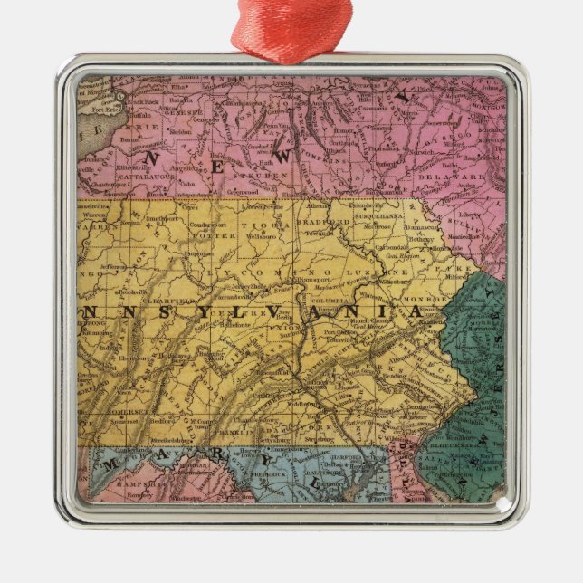 Karte der mittleren Staaten Ornament Aus Metall (Vorne)