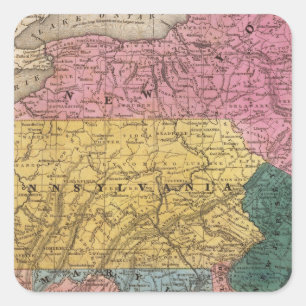 Karte der mittleren Staaten Quadratischer Aufkleber