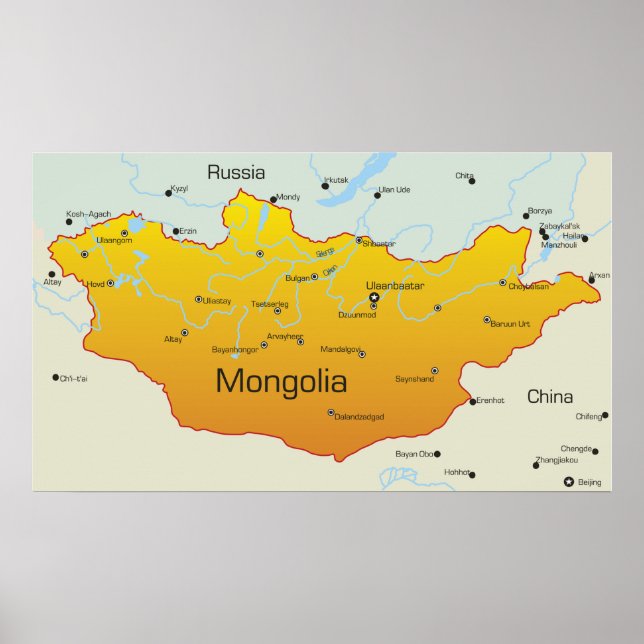 Karte der Mongolei Poster (Vorne)