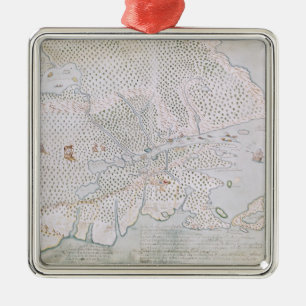Karte der Mündung 2 St. Lawrence Silbernes Ornament