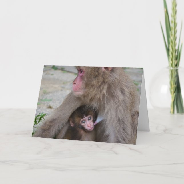 Karte der Mutter-und Baby-Affe-Mutter Tages (Vorderseite)