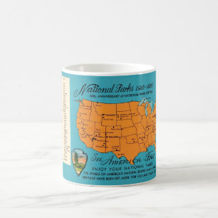 Karte der Nationalparks in Amerika Kaffeetasse