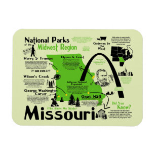 Karte der Nationalparks in Missouri Magnet
