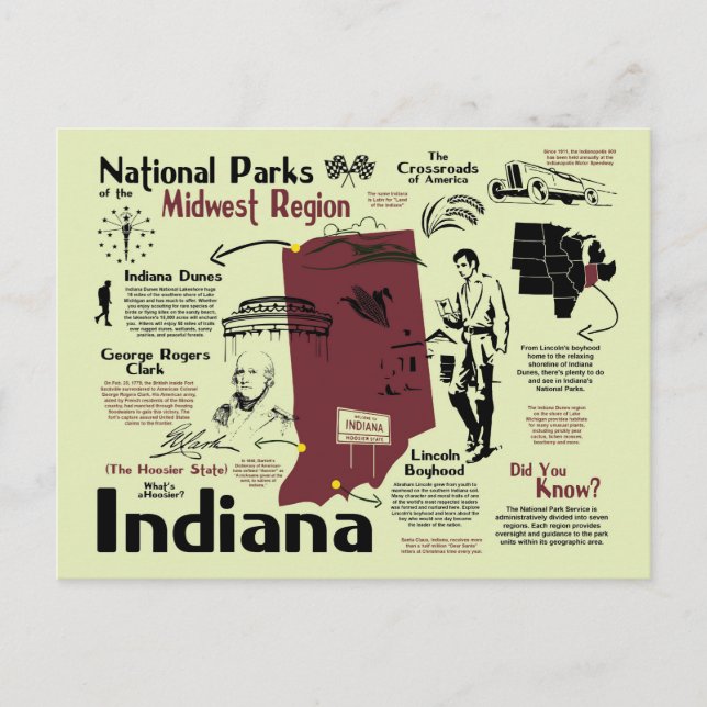 Karte der Nationalparks von Indiana (Vorderseite)