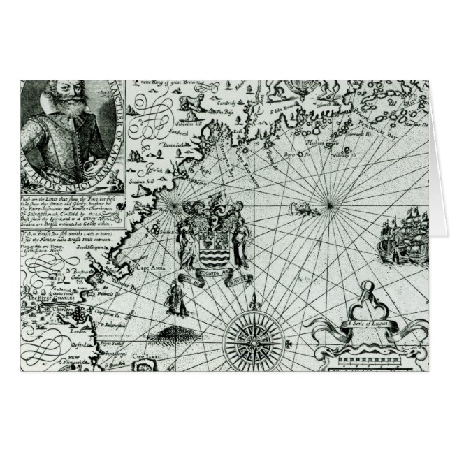 Karte der Neu-England Küstenlinie (Vorderseite (Horizontal))