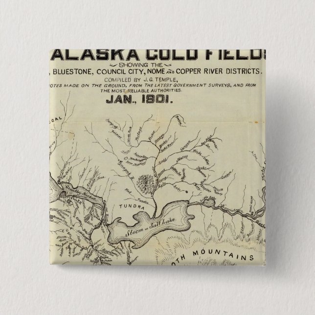 Karte der neuen Alaska-Goldfelder Button (Vorderseite)