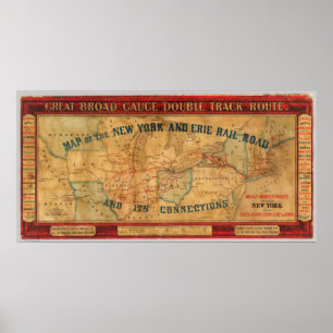Karte der New- York und Erie-Eisenbahn Poster