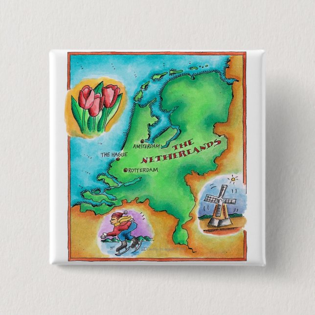 Karte der Niederlande Button (Vorderseite)