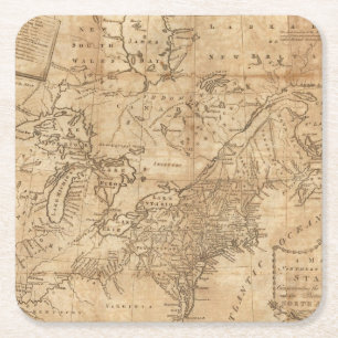 Karte der Nord- und mittleren Staaten 2 Rechteckiger Pappuntersetzer