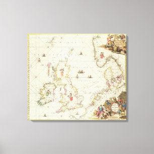 Karte der Nordsee, c.1675 Leinwanddruck