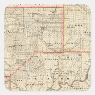 Karte der Öl-Region von Pennsylvania Quadratischer Aufkleber