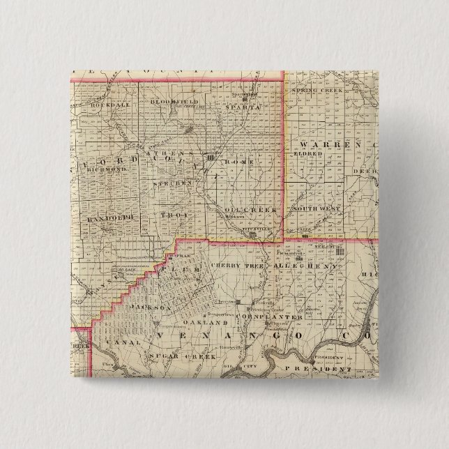 Karte der Ölregion Pennsylvania Button (Vorderseite)