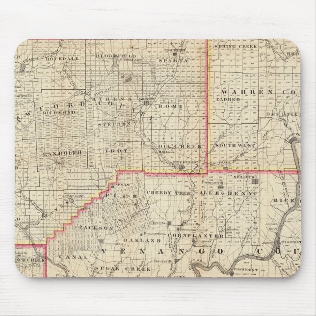 Karte der Ölregion Pennsylvania Mousepad (Vorne)