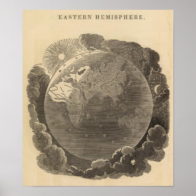 Karte der östlichen Hemisphäre mit Goodrich Poster (Vorne)