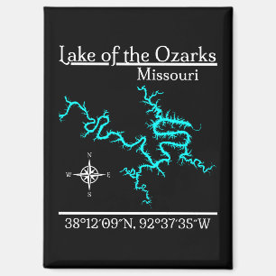 Karte der Ozarkseen Missouri Koordinaten Magnet
