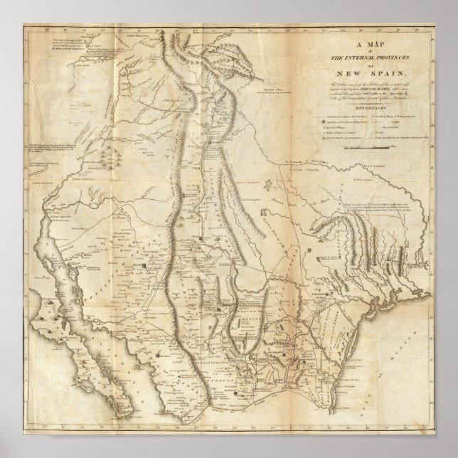 Karte der Provinzen Neuspaniens Poster (Vorne)