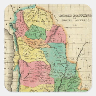 Karte der Provinzen Südamerikas Quadratischer Aufkleber