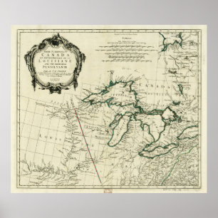 Karte der Region der Großen Seen, Nordamerika (178 Poster