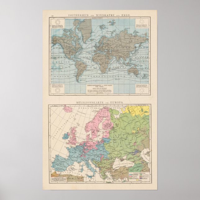 Karte der Religionen in Europa Poster (Vorne)