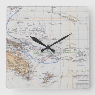 Karte der Rennen von Ozeanien und von Australasien Quadratische Wanduhr