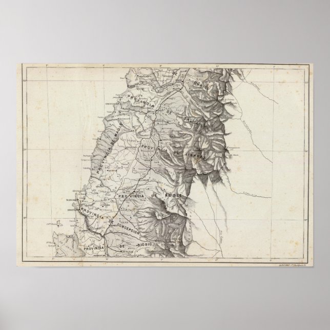 Karte der Republik Chile 6 Poster (Vorne)