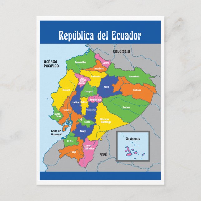 Karte der Republik Ecuador Südamerika (Vorderseite)
