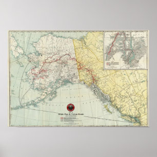 Karte der Route "White Pass & Yukon" und der Verbi Poster