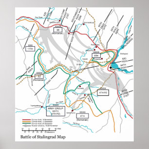 Karte der Schlacht von Stalingrad im Zweiten Weltk Poster