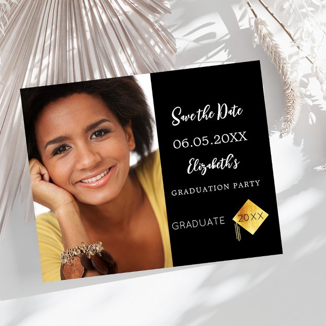 Karte der Schwarz-weißen Absolventen Save the Date (Von Creator hochgeladen)