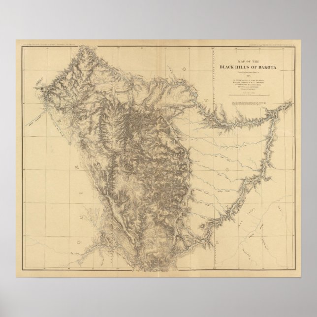 Karte der Schwarzen Hügel von Dakota Poster (Vorne)