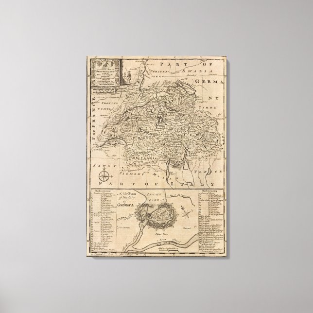 Karte der Schweiz Leinwanddruck (Vorderseite)